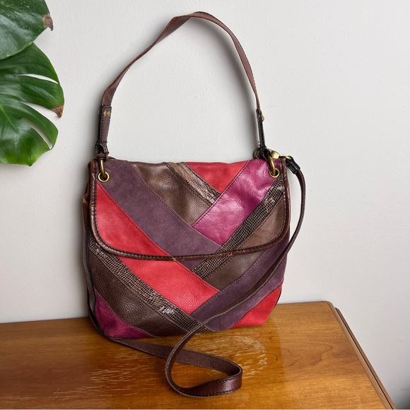 Fossil Handbags - Fossil Colorblock Leather Suede Satchel Bag